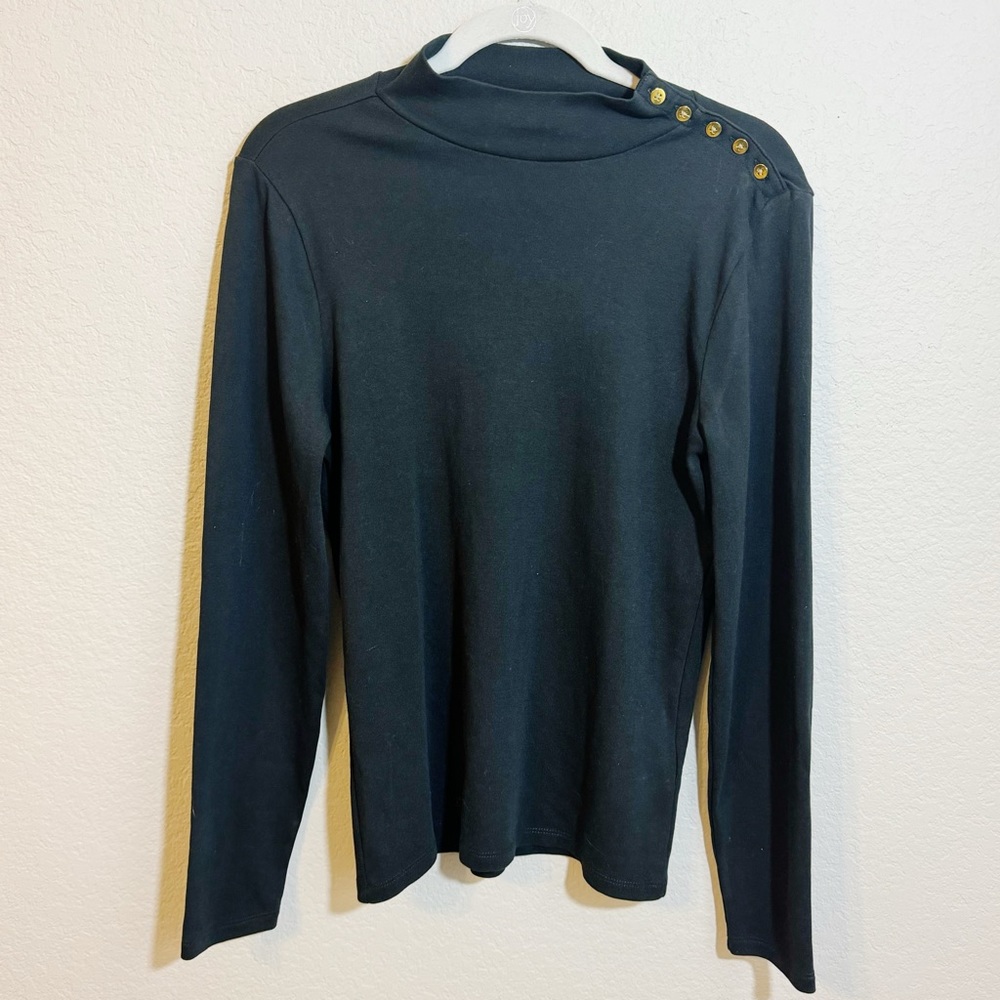 J. Crew mock neck gold button top large‎ fall 2023